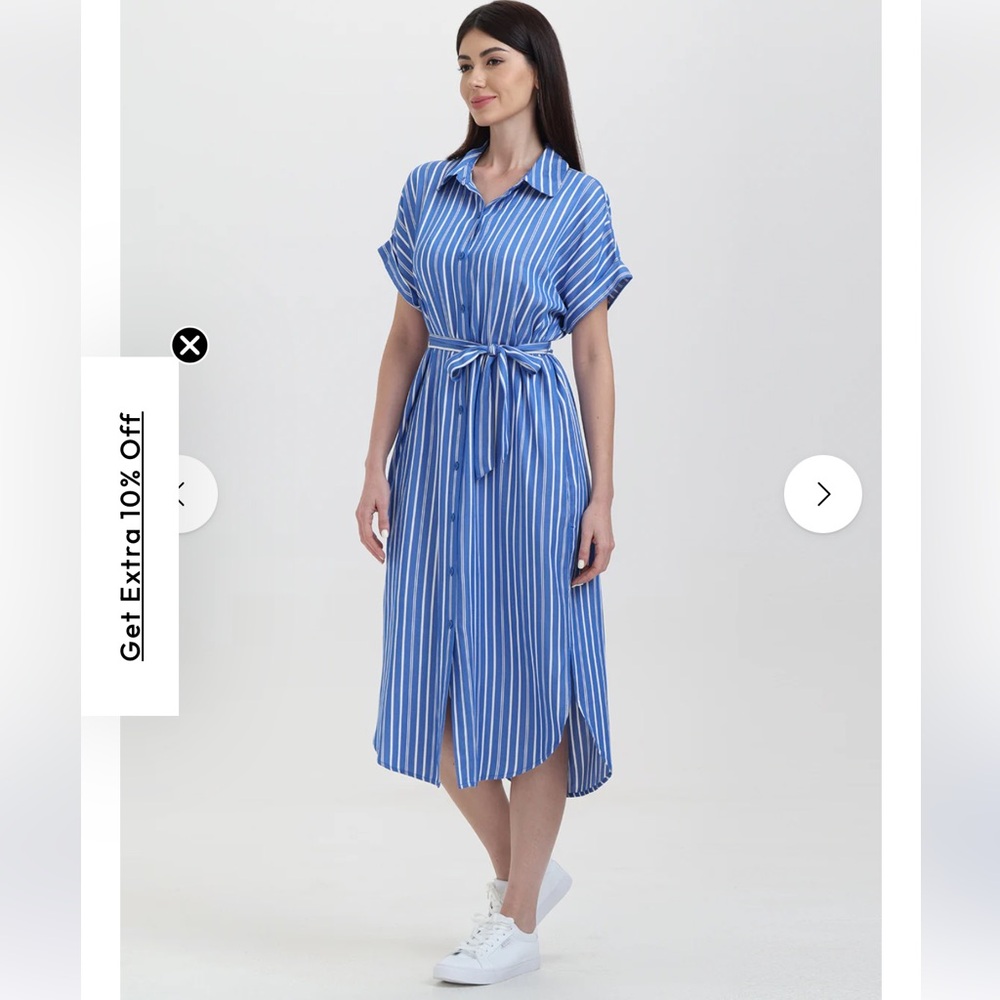 89th & Madison Blue Striped Midi Dress - Picture 3 of 8